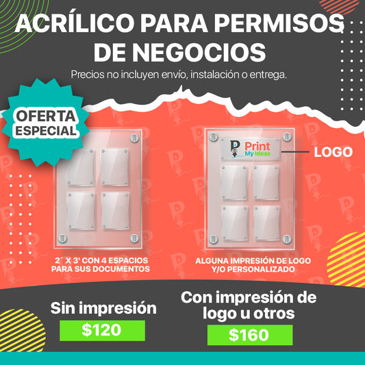 Acrílico para Permisos de Negocio